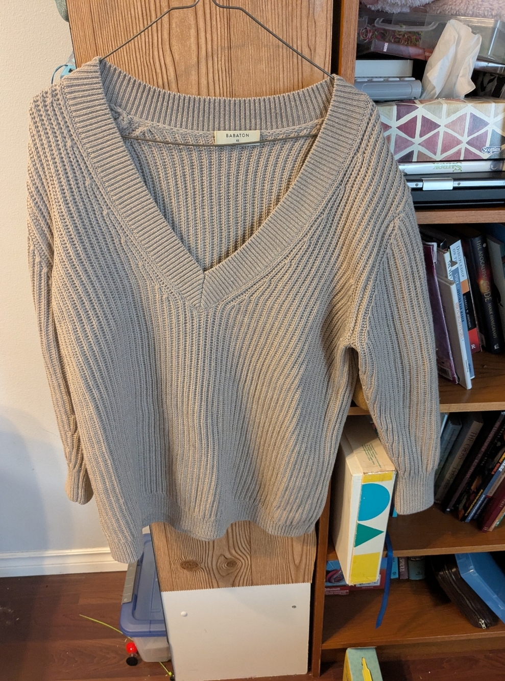 Babaton Merino Ribbed V-Neck Sweater